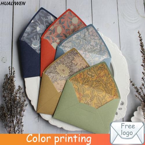 Retro low saturated Morandi color texture orange grass green deep light blue camel literary lining envelope