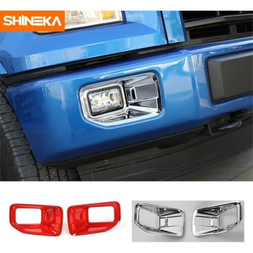 SHINEKA ABS Car Styling Front Fog Light Lamp Decoration Cover Trim Frame Sticker Kit for Ford F150 2015+ Exterior Accessories