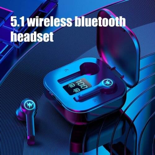 [Free Bag] TWS Bluetooth Earphone Wireless Headphones 5.1 LED Display Button Control Earbuds Waterproof Noise Cancelling Headset