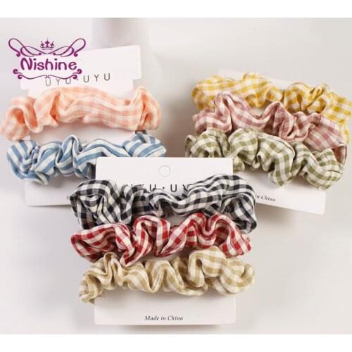 Vintage Plaids Large Intestine Hair Ring Fashion Handmade Elastic Hairbands DIY Girls Headwear Accessories Clothing Ornaments