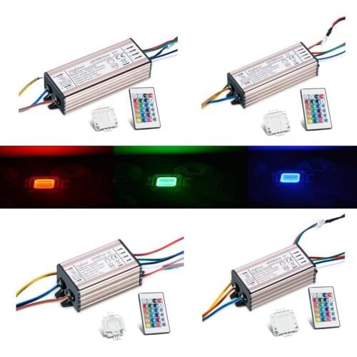 Vogliovoi LED Driver RGB 110V 220V 10W 20W 30W 50W IP65 Aluminum Silvery Driver With RGB 30MIL LED Chip 24key controller