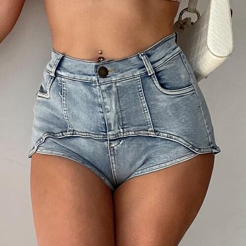 High Waist Womens Jeans Denim Shorts 2021 Summer Fashion Denim Cotton Splicing Ladies Skinny Sexy Nightclub Super Short Jeans