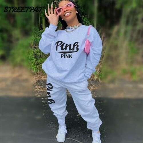 Women Tracksuit 2 Piece Set Winter Fitness Sweatshirt + Sweatpants Trouser Joggers Women Set Letters Print Matching Outfits