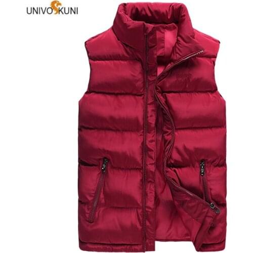 UNIVOS KUNI 2019 Men Cotton Vest Padded Warm Autumn Winter Slim Fit Formal Soild Color Brand Wild Male Boys Big Size 6XL Q6073