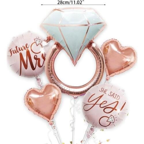 1 Set Happy Galentines Day Decorations Ring Balloon She Said Yes Balloons Propose Marriage Party Decor Supplies