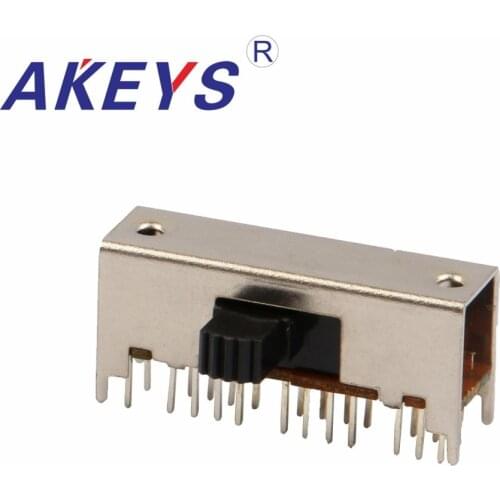 10PCS SK-63D01 6P3T Six pole three throw handle heights can be customized slide switch side insert 24 pin with 4 fixed pin