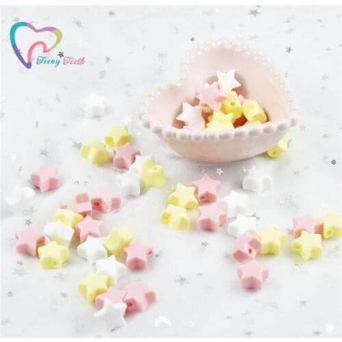 10 PCS Silicone MINI Star Baby Teething DIY Necklace Accessories BPA Free Food Grade Pendant Chew Beads Baby Toys Silicone