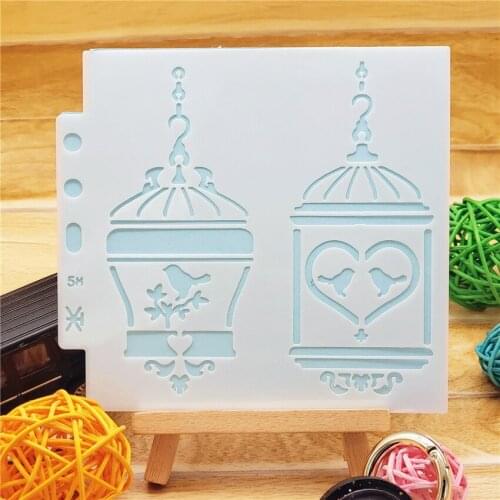 13*14CM Birdcage Shield DIY Cake Scrapbook Stencils Hollow Embellishments Printing Lace Ruler Valentines Day