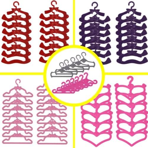 20 Pcs/Lot Barbies Hangers 10 Styles 6 Colors Available Wardrobe Dollhouse Furniture Plastic Hangers For Ken Doll Clothes Girl`s