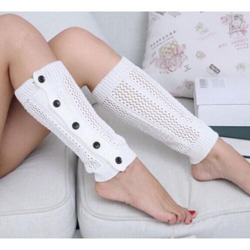 2015 new arrival Solid button down Crochet Knit Leg Warmers Boot Cuffs Toppers Boot Socks 20pairs/lot #3893