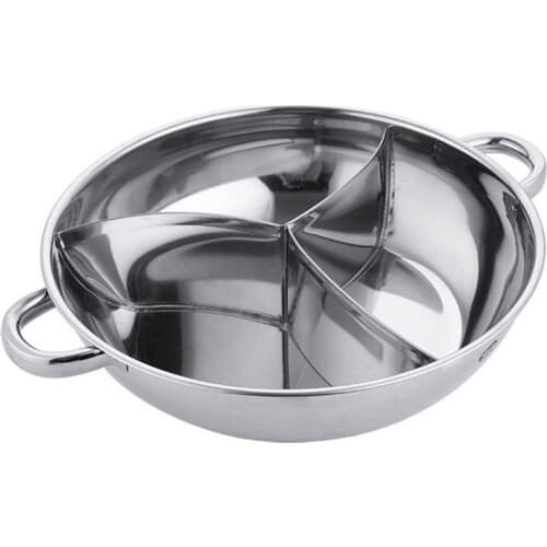 400mm Stainless Steel Hot Pot Three Divided Cookware Induction Little Sheep Pot Hot Pot Ruled Compatible Cooking Winter Party