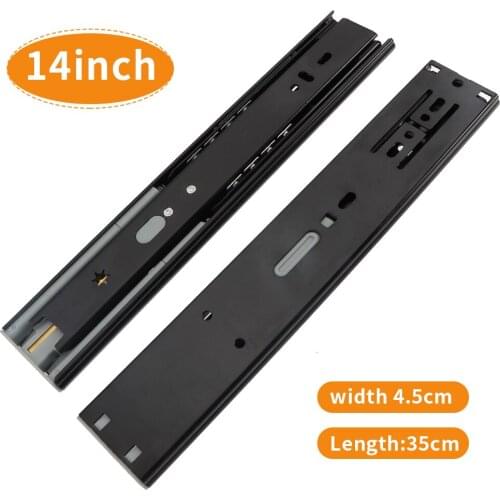 45mm Wide Drawer Slide Rail Ball Bearing Slide Rail w/ Soft Closing Slide Rail Three-fold Fully Extended for Furniture Hardware