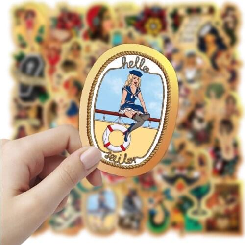 50PCS Retro Sexy Pin Up Girl Stickers To DIY Wall Skateboard Suitcase