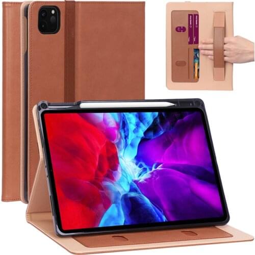 Business Handrest Belt Case with Pencil Slot for 2020 2021 iPad Pro 12.9 inch Soft Shockproof Cover Kick Stand Holder