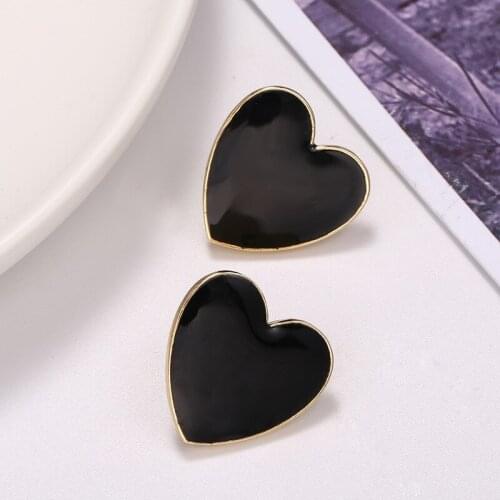 Big Black Love Shaped Heart Stud Earrings for Women Cute Lovely Peach Heart Statement Earring Korean Wedding Bridal Jewelry