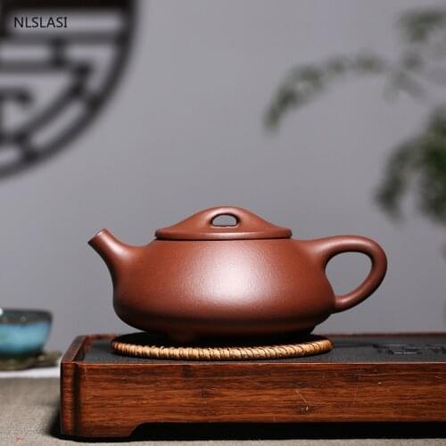 Large capacity 400ml Yixing purple clay tea pot classic Stone scoop teapot filter kettle Raw ore Handmade Tea set Drinkware