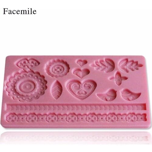 Facemile Border Decoration Lace Mold Pattern Shape Lace Mat Fondant Cake Decorating Tools Silicone Sugar Lace Pad Baking Tools