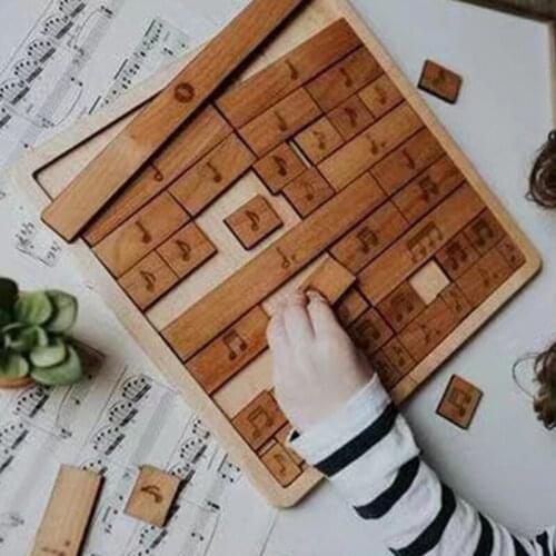 Wooden Childrens Puzzle Toys Music Notes Baby Learning Wood Toys High Quality House Carving Arts Crafts Decoration
