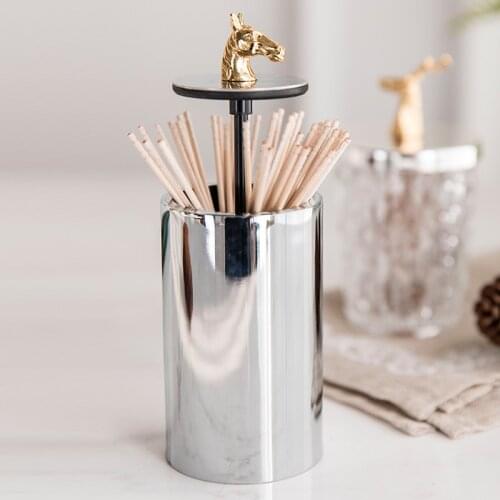 Toothpick Holder Reindeer Rabbit Horse Head Bird Silver Creative Press Type Toothpick Canister Table Storage Jar