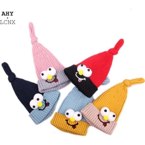 Newborn Fashion Baby Knit Hat Winter Warm Boy Girl Bonnet with Cute Big Eyes Kids Cap Beanie Caps for Boys Girls Childrens Hats