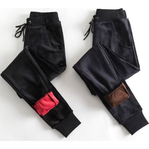 Long sports pants women fleece loose winter velvet large size casual pants gold velvet fat pleuche trousers 5XL