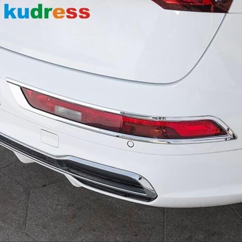 For Audi Q5 2018 2019 2020 Chrome Rear Fog Light Lamp Cover Trim Tail Foglight Frame Trims Stickers Car Styling Accessories 2pcs