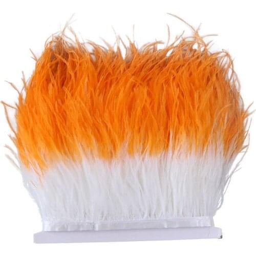 10Meters Bicolor Ostrich Feather Trim Fringe Width 10-15 CM Ostrich Feathers Ribbon for Dress Decoration Sewing Crafts Wholesale
