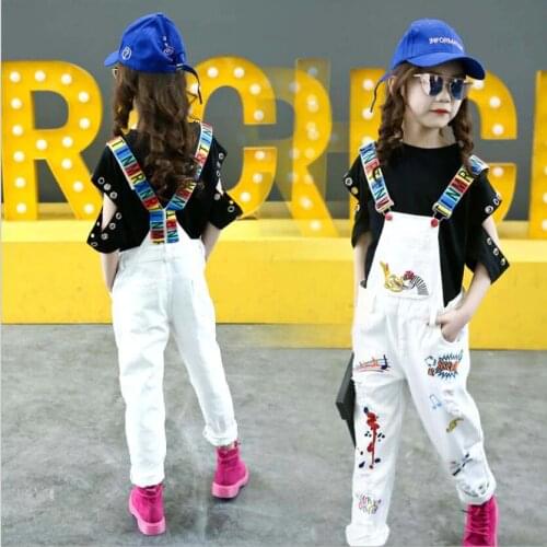 Baby Girls Denim Overalls Spring autumn Fashion New Children Clothing Kids Casual suspender trousers cartoon jeans short 5-16 Y