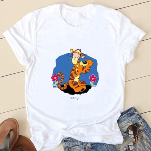 Kawaii T-Shirts Disney Winnie The Pooh Fashion Femme Printed T-shirts Woman Cute Unisex O-neck Short Sleeve Aesthetic Clothing