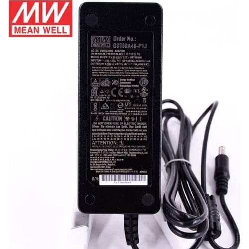 GST60A48-P1J MEAN WELL Industrial Desktop Adaptor 110V/220V AC to 48V DC 1.25A 60W Meanwell Level VI Adapter Switch Power Supply