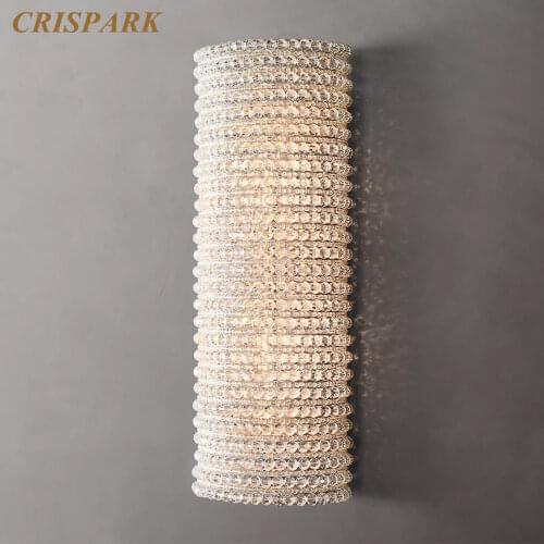 Vintage Crystal Wall Lamp LED Smoke Crystal Beads Bathroom Mirror Light Wall Sconce Light Fixture Corner Corridor Indoor Lamp