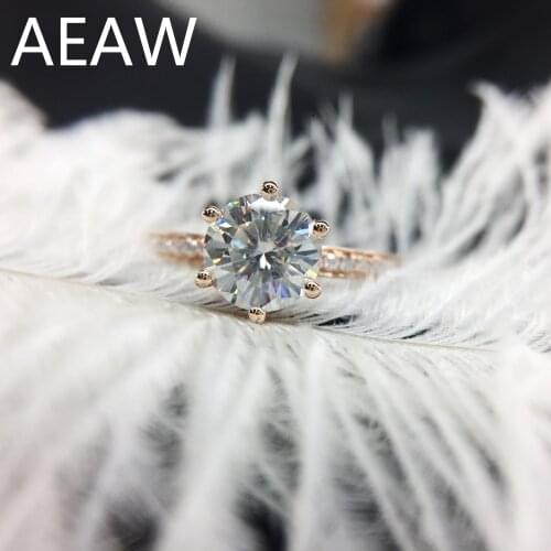 100% Real 18K Rose Gold DF Color VVS1 Round Cut 1ct Moissanite Engagement Ring Lab Grown Diamond Ring Fine Jewelry For Women