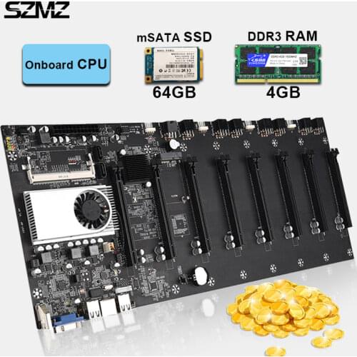 SZMZ mining expert 8 GPU motherboard combo 8 PCIe 16x 8x 4x 1x with CPU Memory SSD PCI Express Etherum btc mining rig non DDR4