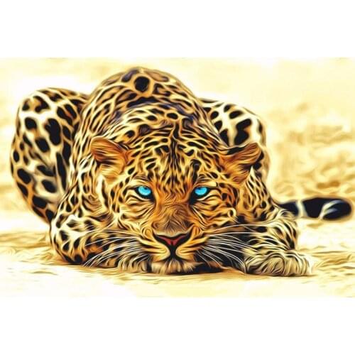 Blue Eyed Tiger Paint By Numbers Coloring Hand Painted Home Decor Kits Drawing Canvas DIY Oil Painting Pictures By Numbers