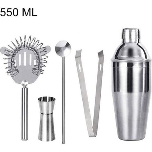 5pcs Stainless Steel 550ML Cocktail Shaker Set Making Pots Alcohol Cocktail Bartender Bar Tool