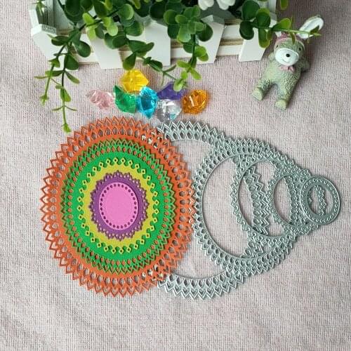 New 5-piece set with lace edge on an oval background metal cutting die for scrapbook, decorative carving, die cutting, paper