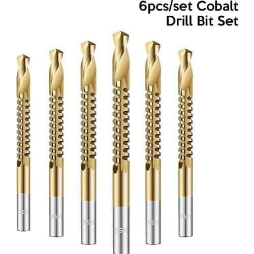 6pcs Drill Bit Carbide Tip HSS High Drill Bit Saw Set Metal Wood Drilling Hole tools Drill Titanium Coated Woodworking