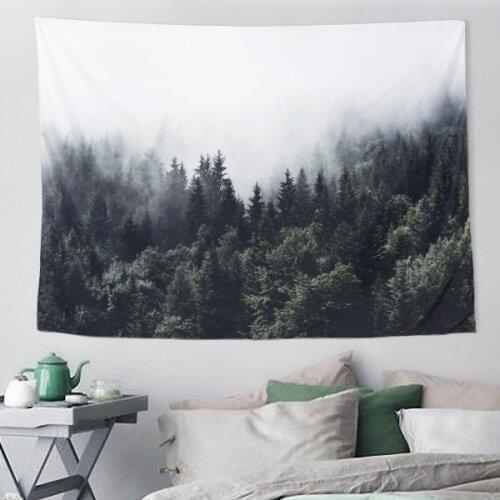 Foggy Forest Tapestry Home Decoration Wall Hanging Farmhouse Dorm Room Printed Wall Carpet Cloth Bedspreads Wall Decor Bedroom