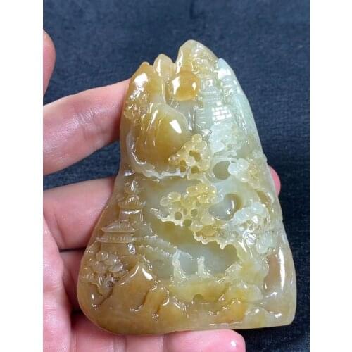 Natural hetian jade A HandCarved jade landscape jadeite jade pendant jade necklace jewelry necklaces woman men jewelry