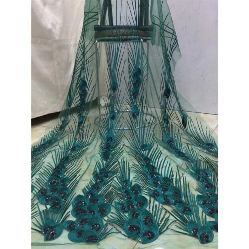 Newest Flower African Net Lace Fabric With Shiny Sequins 2YG-20.4418 Classic Nigerian French Lace Fabric For Wedding Sewing