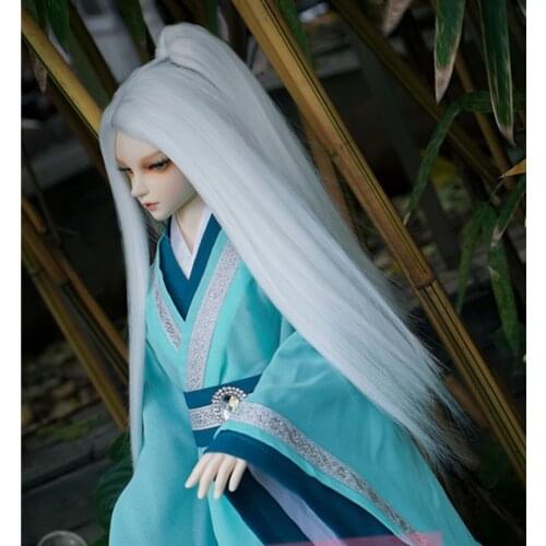 1/3 1/4 1/6 Bjd SD Doll Wig High Temperature White With One Ponytail Straight BJD Super Dollfile For Doll Hair