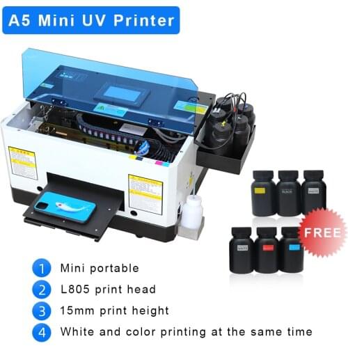 Poartable Mini Flatbed UV Printer A5 Cell Phone Case Printing Machine Automatic UV Printer For Acrylic Plastic CD Metal Pens