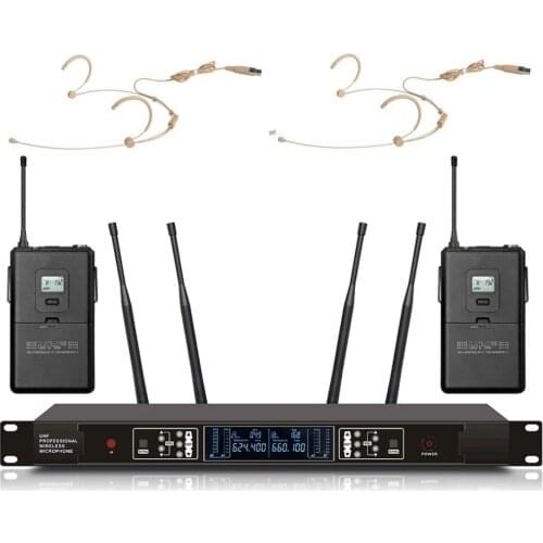 Bolymic Professional headset Wireless microphone system True Diversity vocal wireless mics for school,meeting,speech,church