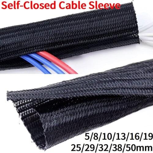 Cable Sleeve Expandable PET Braided 5 8 10 13 16 19 20 25 32 38 58 mm Self Close Pipe Hose Split Nylon Protect Harness Wire Wrap