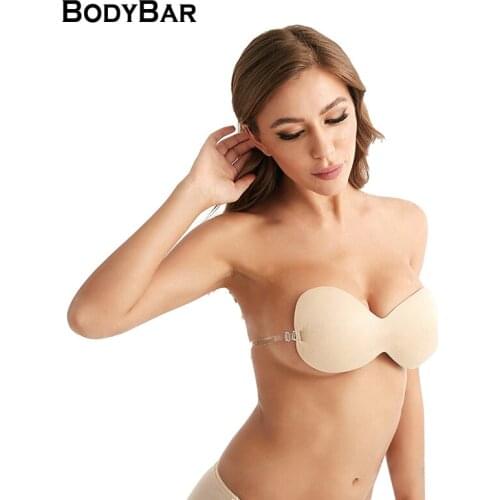 Self-adhesive Women Chest Sticker Silicone Thickened Nipple Stickers Strapless Deep V Transparent Breast Covers Push Up Sexy Bra