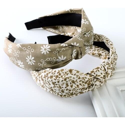 Wide Knotted Headbands For Women Fashion Print Hair Bands Solid Color Cloth Bezel Hair Bands Girls Hair Hoop Hair Accessories
