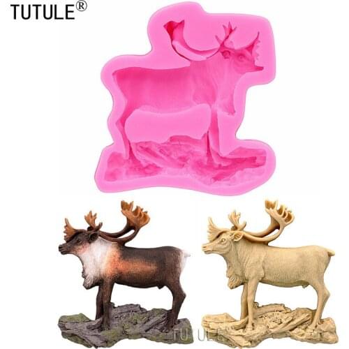 Reindeer Silicone Mold Fondant Chocolate Candy Polymer Christmas Deer Cupcake Topper Sugar Cake Decorations,Silicone Deer Mold