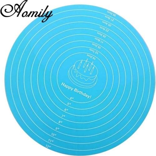Amoliy Silicone Baking Mat Round Shape Non Stick Rolling Dough Pad Kneading Mat Pastry Sheet Cake Mat Kitchen Cooking Tool