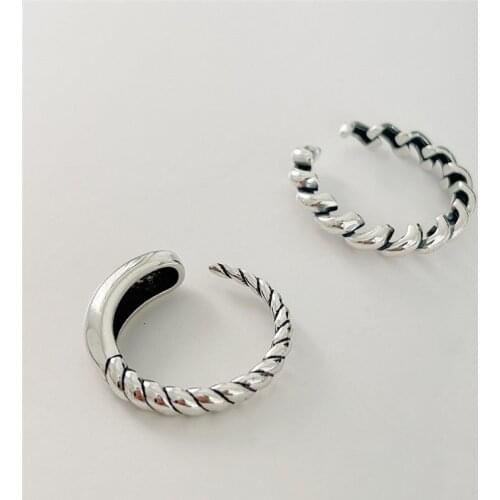 Real 925 Sterling Silver Twisted Rings For Women Best Friends Gift Accessories, Vintage Adjustable Ring Female Jewelry 2021