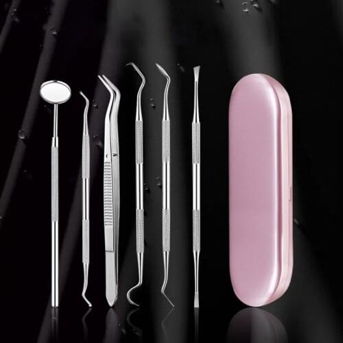 Dental Tool Set Stainless Steel Mouth Mirror Probe Tooth Care Kit Instrument Tweezer Hoe Sickle Scaler Dentist Prepare Tools
